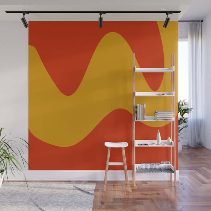 Less Is More Dripping Paint Waves Summer Retro Orange Yellow
