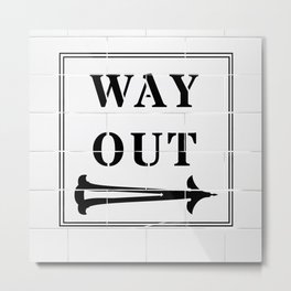 Way Out Sign, Subway Tiles, Right Arrow. Humour, Comedy. Metal Print | Black, Bedroom, Brick, Black and White, White, Bathroom, Other, Digital, Digitalmanipulation, Funny 