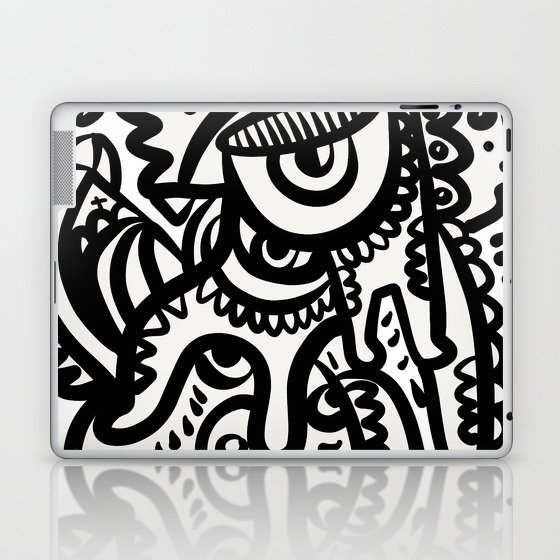 Black and White Graffiti Creature Tribal Art Laptop & iPad Skin