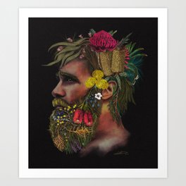 One With Nature, Australain Bushflowers | Male Art Print | Australiannatives, Aboriginal, Love, Spiritual, Australia, Onewithnature, Naturalbeauty, Indigenous, Consciousart, Australianflowers 