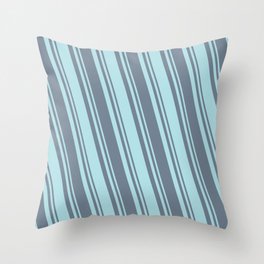 [ Thumbnail: Powder Blue & Slate Gray Colored Stripes Pattern Throw Pillow ]