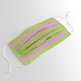 [ Thumbnail: Green & Violet Colored Lined/Striped Pattern Face Mask ]