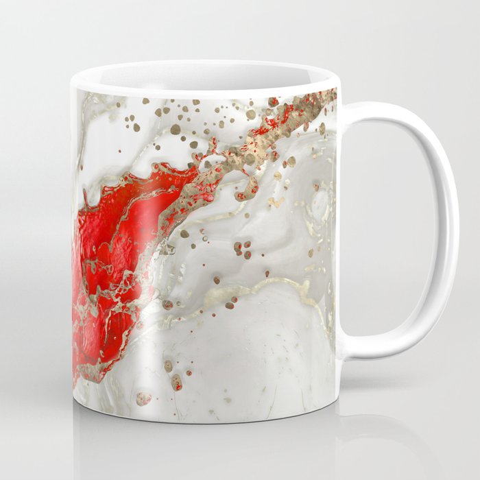 Red and gold Liquid Marble Splash Coffee Mug