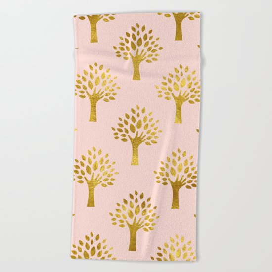 Pink Gold Foil 02 Beach Towel