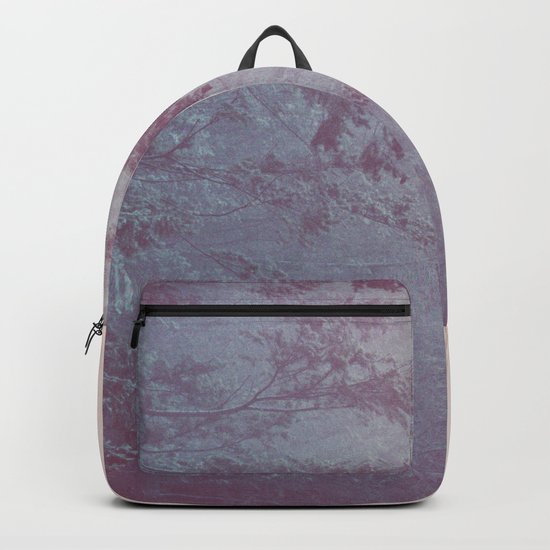 Forest Fog - Snowy Mountain Trees at Sunset Backpack