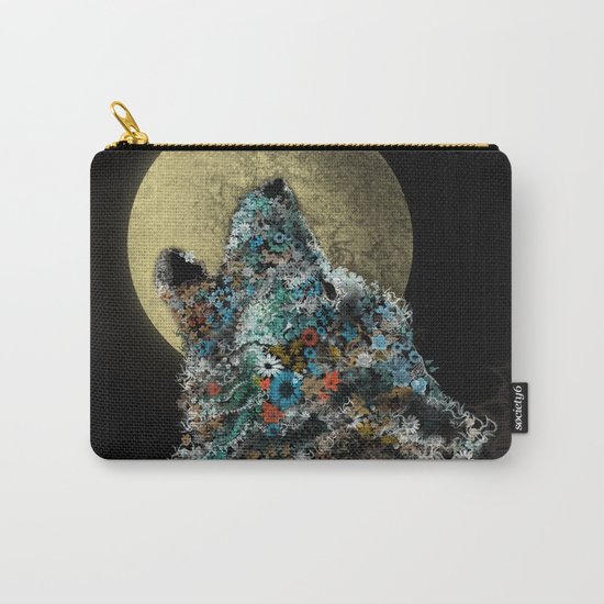 floral animals howling wolf Carry-All Pouch