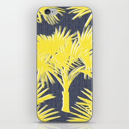 Retro Tropical Palm Trees Yellow on Navy iPhone Skin
