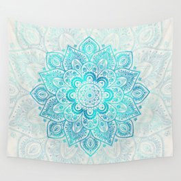Turquoise Lace Mandala Wall Tapestry