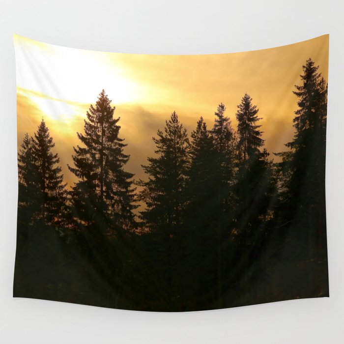 Forest At Morning Sunrise Scene decor society6 buyart Wall Tapestry by Pivi Vikstrm Society6