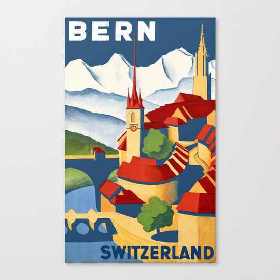 Vintage Bern Switzerland Travel Canvas Print