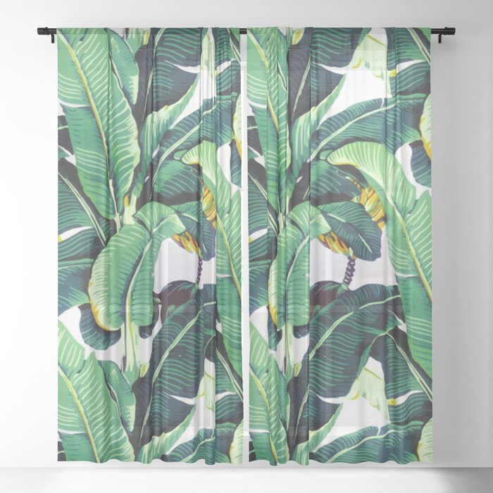 Tropical Banana leaves pattern Sheer Curtain