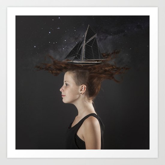 Sailing - Black Art Print