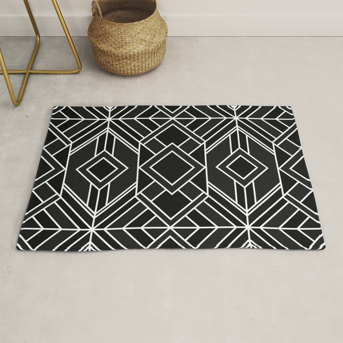 Geo Black Rug by Elisabeth Fredriksson Society6