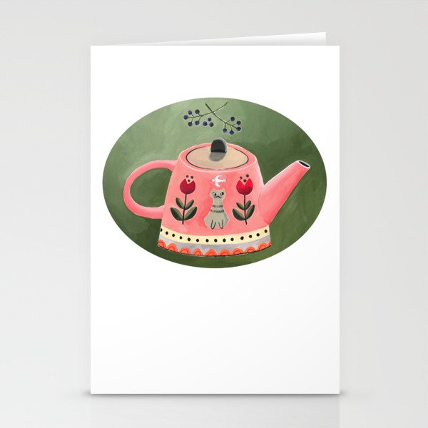 Teapot Gouache Illustration Stationery Cards