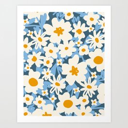 Retro Spring Flower Meadow Art Print