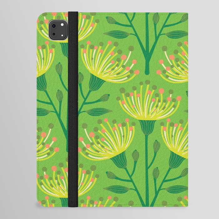 EUCALYPTUS FLORAL in BRIGHT TROPICAL GREEN AND YELLOW iPad Folio Case