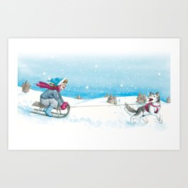 Anna and Husk in the snow Art Print