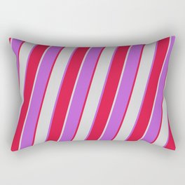 [ Thumbnail: Orchid, Crimson, and Light Grey Colored Stripes/Lines Pattern Rectangular Pillow ]