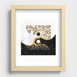Yin Yang Tree - Marbles and Gold Recessed Framed Print