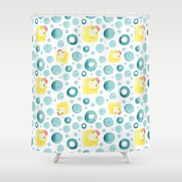 Watercolor hand drawn seamless pattern with a rubber duck Shower Curtain