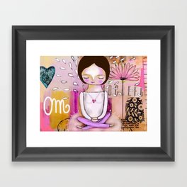 Om meditation woman Framed Art Print