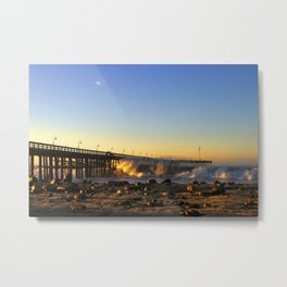 Ventura Pier Sturm Sunset Metal Print | Photo, Nature, Water, Wave, Ocean, Beach, Ventura, Goldenhour, Digital, Sunrise 