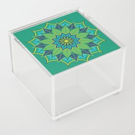 Jade Green Mandala, Springtime Abstract Acrylic Box