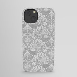 Stegosaurus Lace - White / Silver iPhone Case