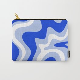 Retro Liquid Swirl Abstract Pattern Royal Blue, Light Blue, and White  Carry-All Pouch