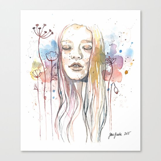 Meditation, watercolor Canvas Print