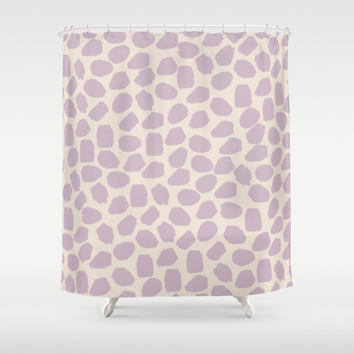 Ink Spot Pattern in Light Lavender Lilac Purple and Cream Shower Curtain
