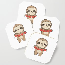 Sloth For Valentine's Day Cute Animals With Hearts Coaster