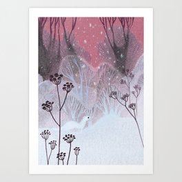 Snow Weasel Art Print