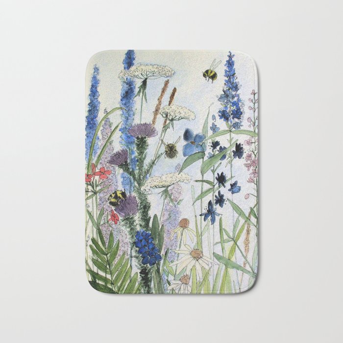 Wildflower In Garden Watercolor Flower Illustration Painting Bath