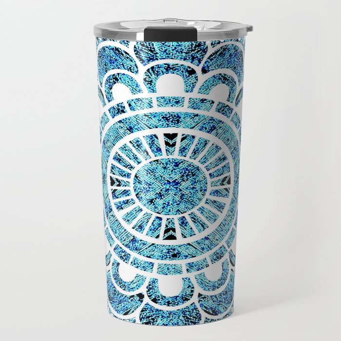 Mandala Aqua Turquoise Colorburst Travel Mug