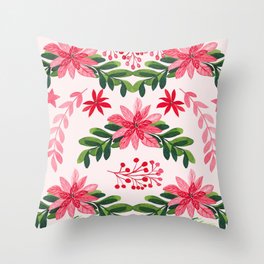 Watercolor Floral Wreath Pattern Throw Pillow