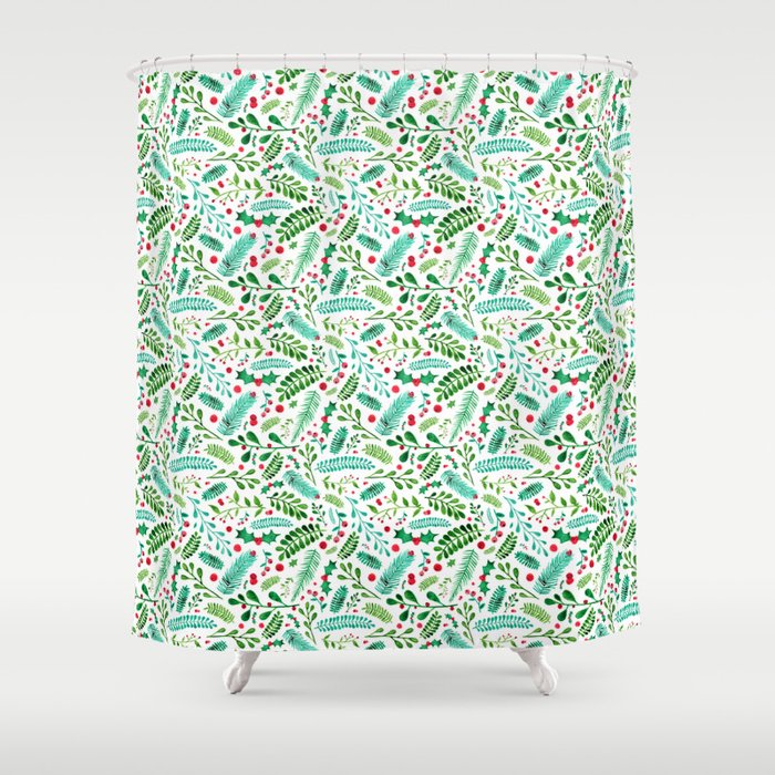 Christmas Florals Shower Curtain