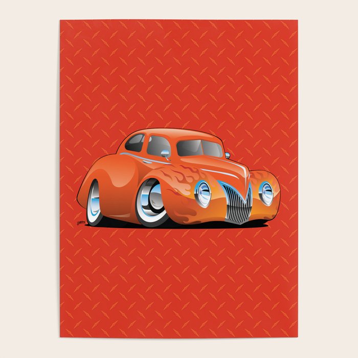 Custom Street Rod Vintage Car Hotrod Cartoon Poster by hobrath Society6