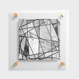 Geometric silver glitter black white marble triangles Floating Acrylic Print