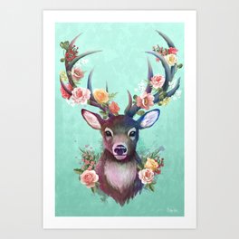 Deer of Spring Art Print