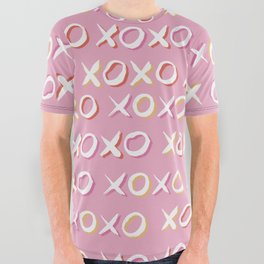 Pink XOXO Pattern All Over Graphic Tee