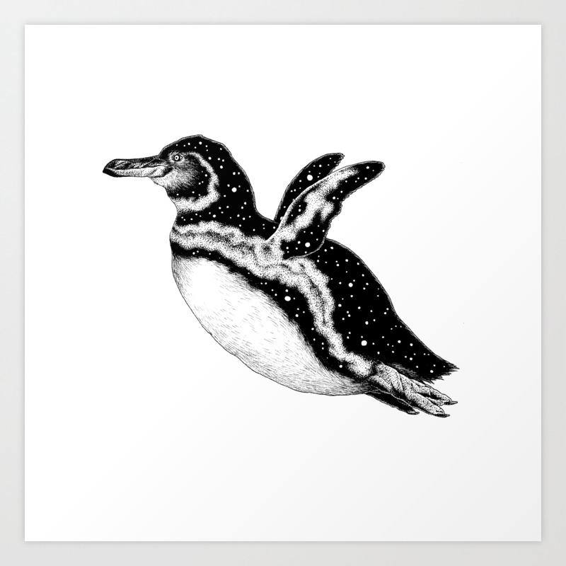 Astral Creature Galapagos Penguin Art Print By Chennaje Society6