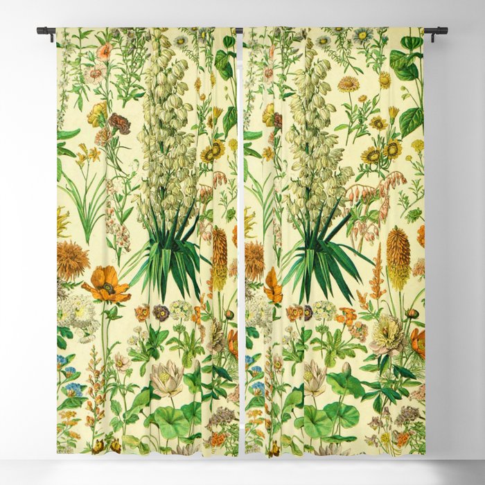Adolphe Millot "Flowers" 2. Blackout Curtain
