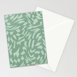 Minty sage green distorted groovy checks pattern Stationery Card