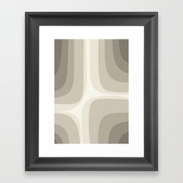 Retro Groove Abstract Minimalist Pattern Greige Taupe Cream Framed Art Print