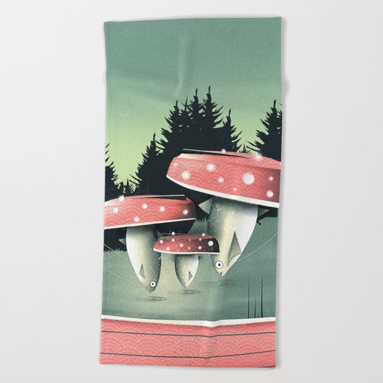 Fishing for Mushrooms Beach Towel