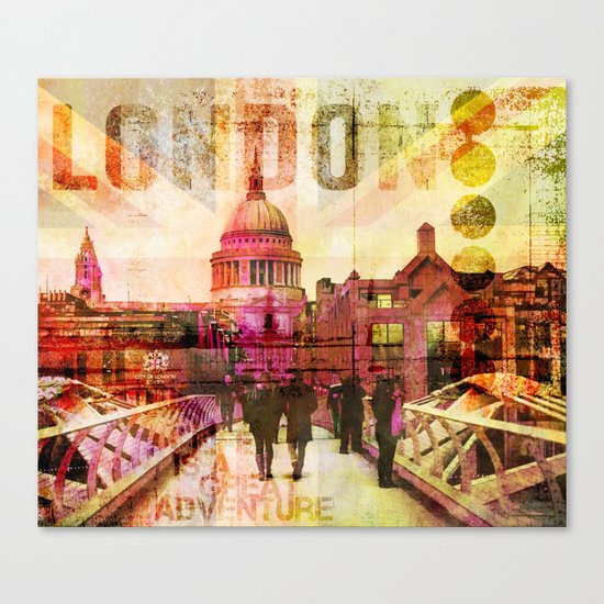 London St. Pauls Cathedral modern illustration typography Canvas Print