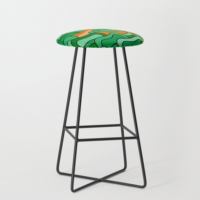 Abstract pattern - green and orange. Bar Stool