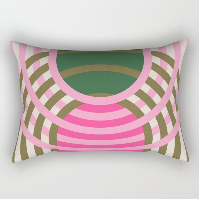 Green and Pink Balanced Rainbow Arcs Rectangular Pillow