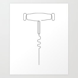 corkscrew - wine equipment - one line Art Print